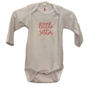 Little Sister Long Sleeve Bodysuit - White and Pink